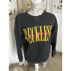 Young and Reckless Black Logo Pullover Sweater Long Sleeve Spellout Size Large